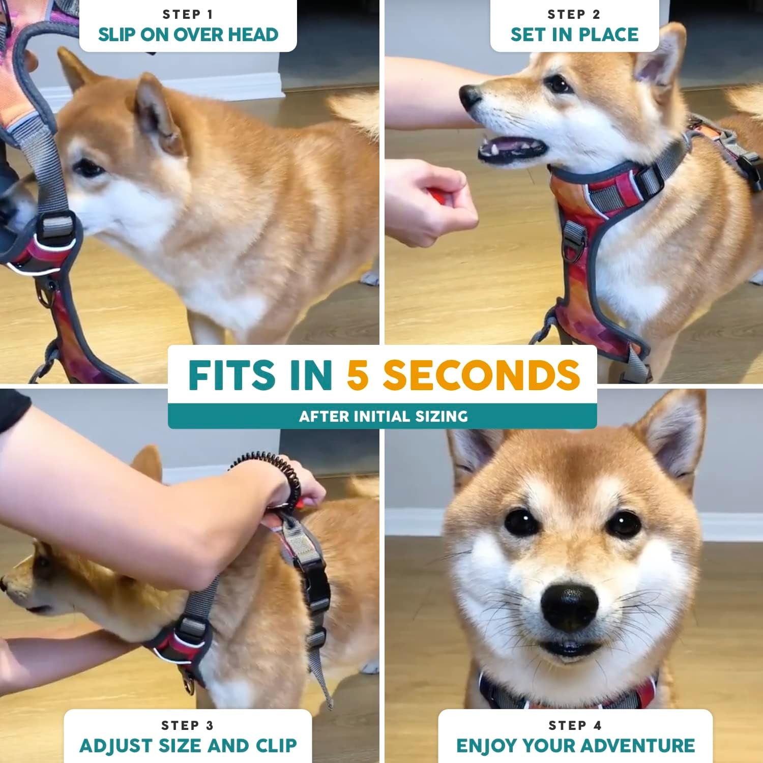 Embark Adventure Small Dog Harness – No Pull Reflective Harness with Front Clip & Comfort Handle