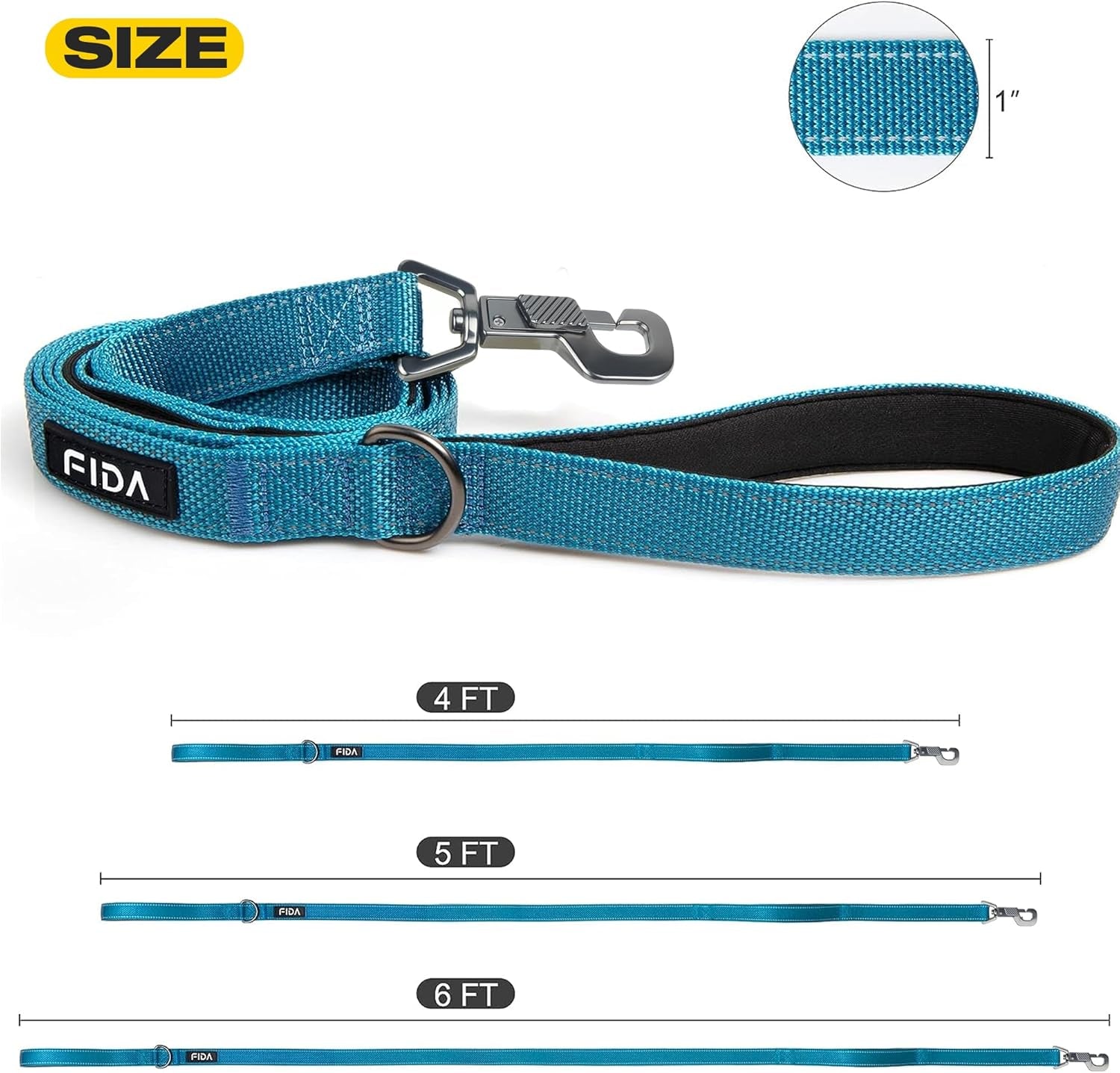Heavy Duty Reflective Dog Leash – 5FT Dual Handle Walking Lead