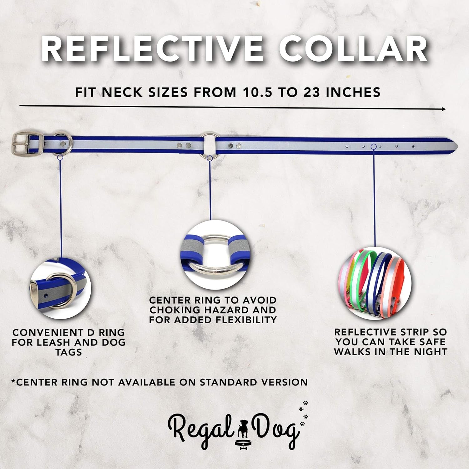 Reflective Waterproof Dog Collar with Heavy-Duty Metal Buckle