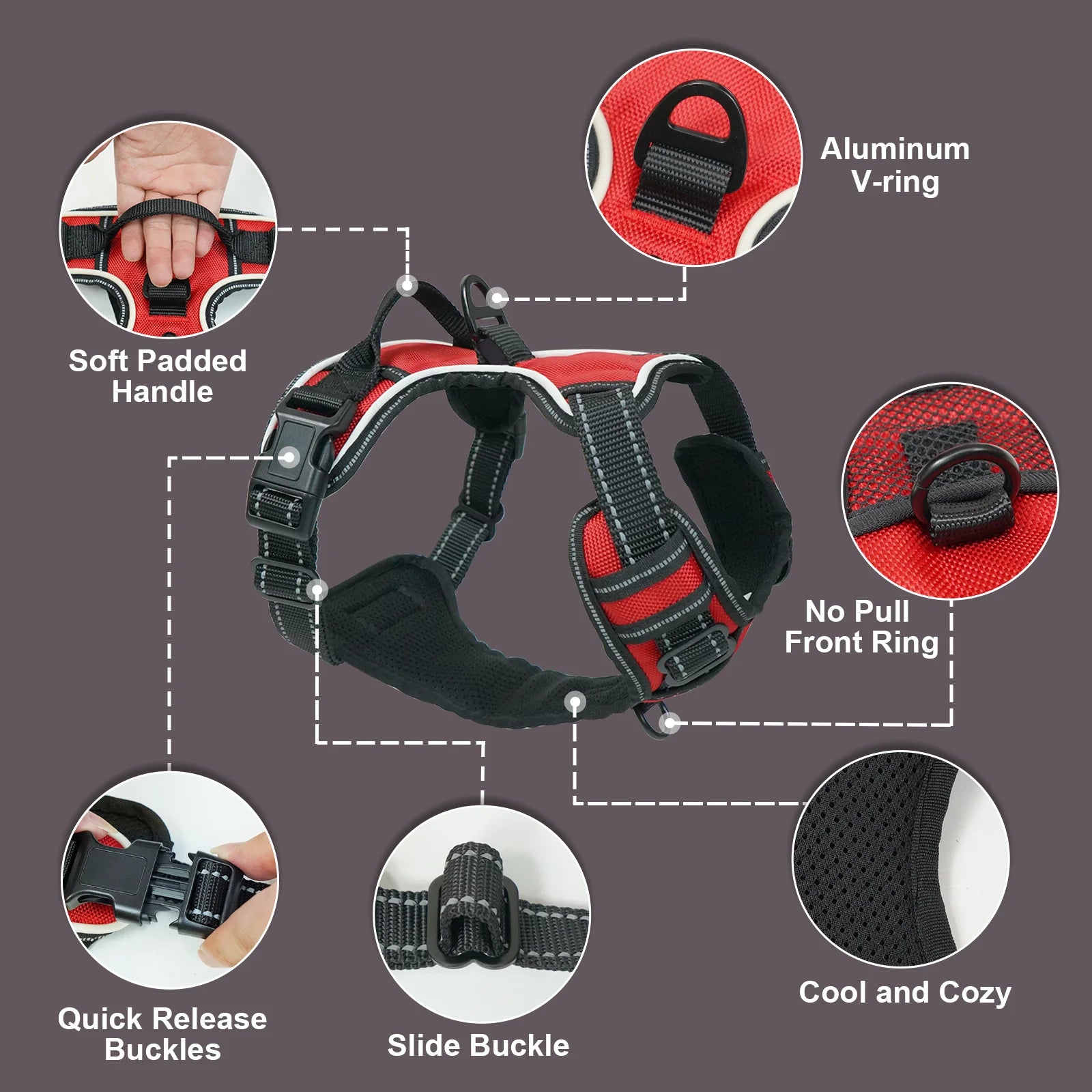 Reflective No-Pull Dog Harness – Adjustable Breathable Pet Vest