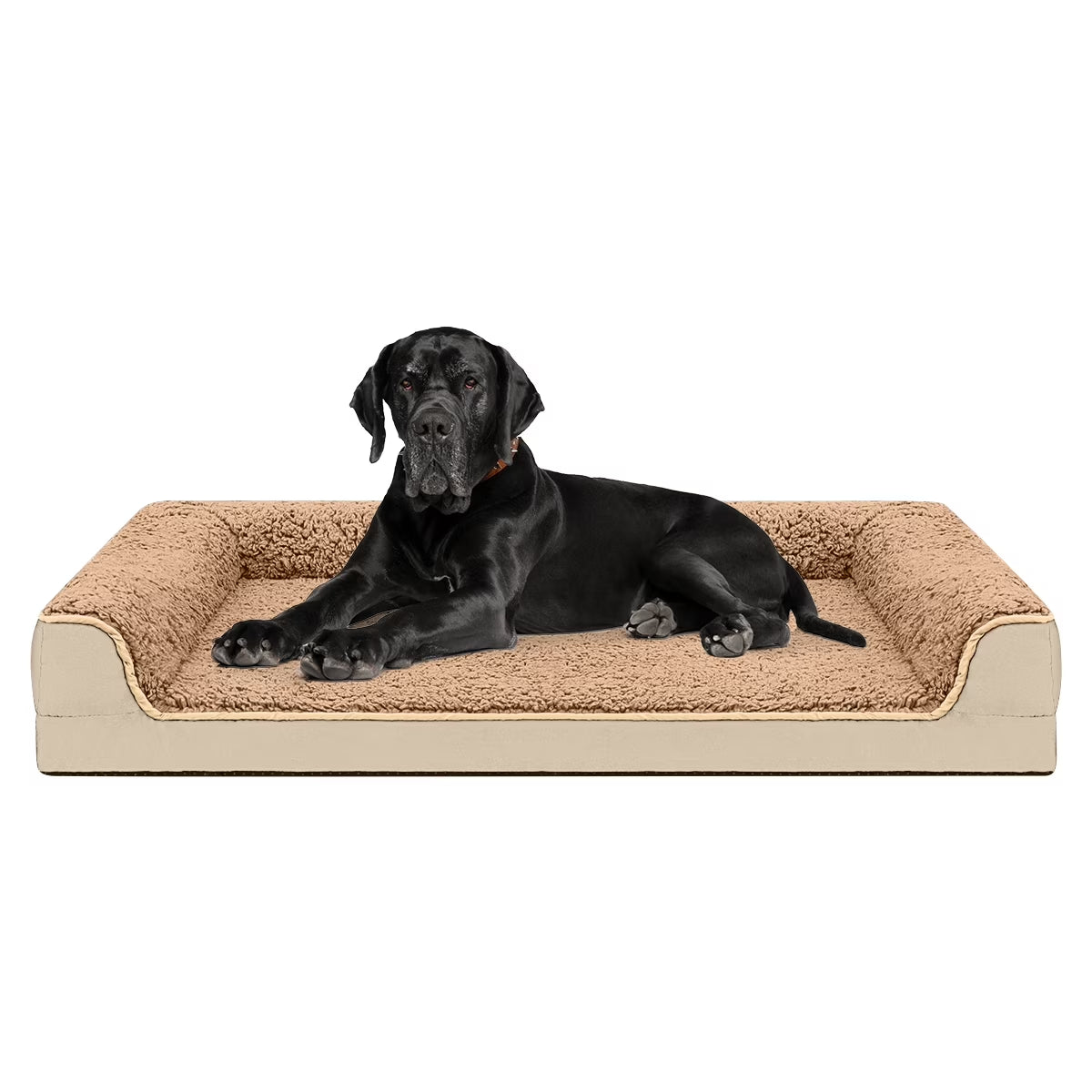 Egg Crate Foam Pet Couch with Washable Cover, Khaki
