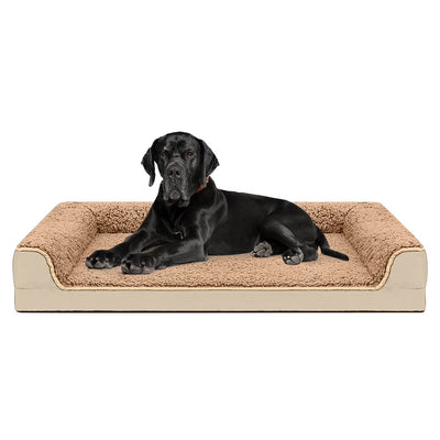 Egg Crate Foam Pet Couch with Washable Cover, Khaki