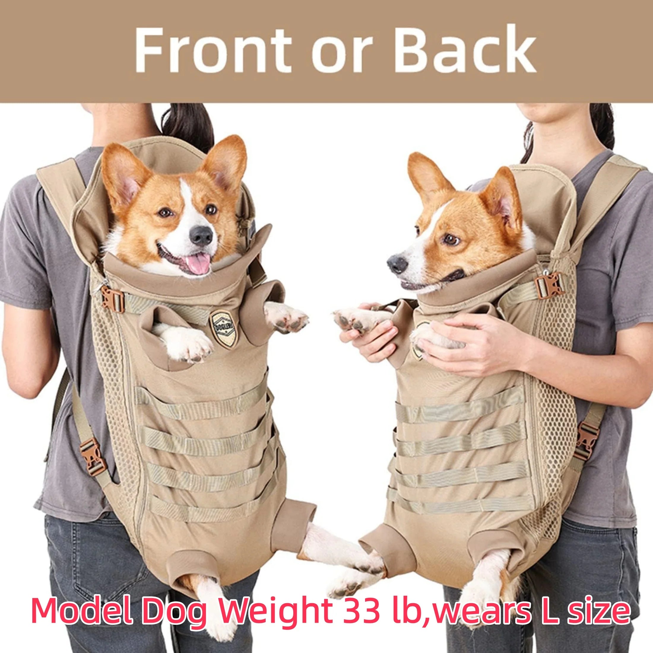 Breathable Front Carrier Backpack for Small Dogs – Green Medium
