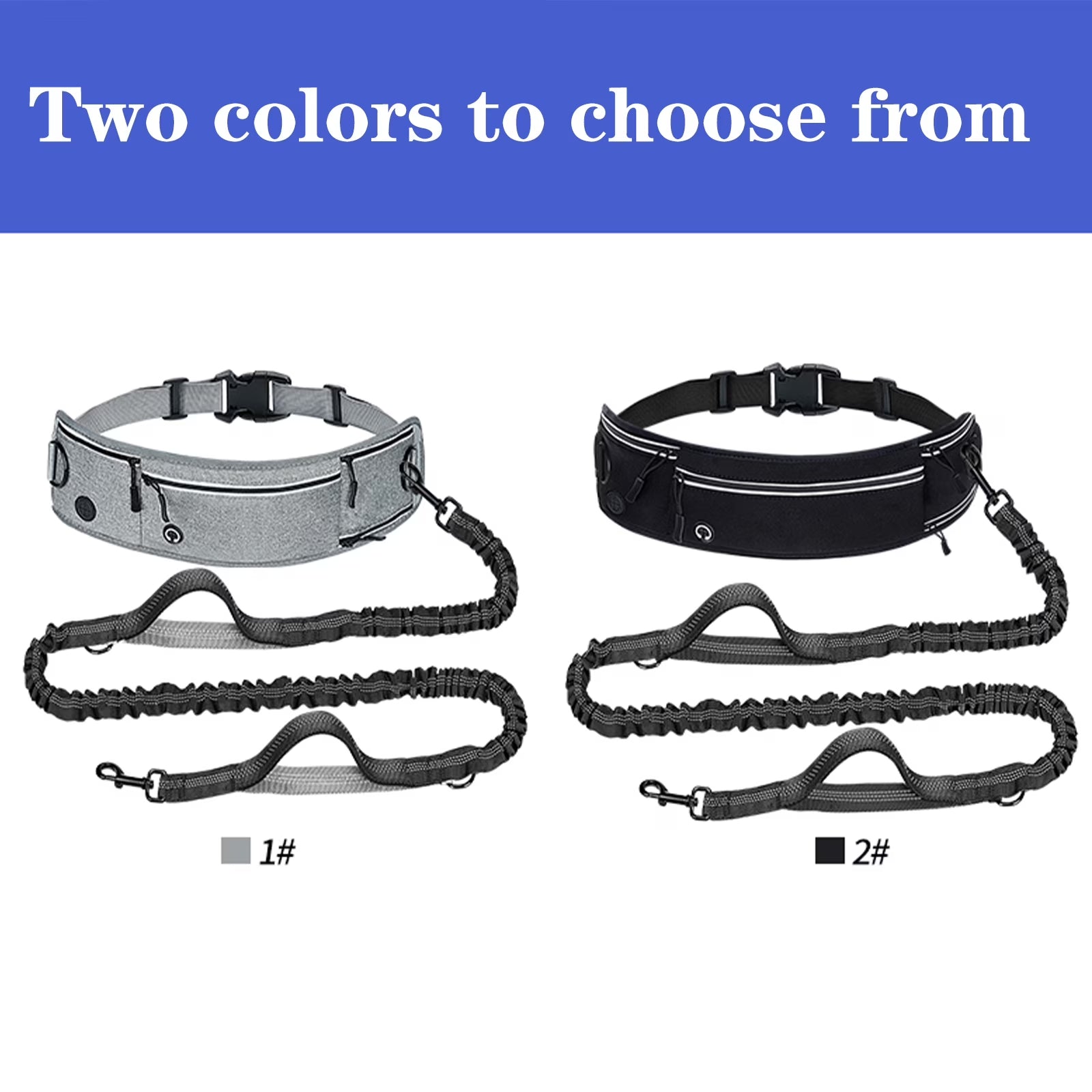 Hands-Free Dog Leash with Adjustable Waist Belt & Storage Pockets