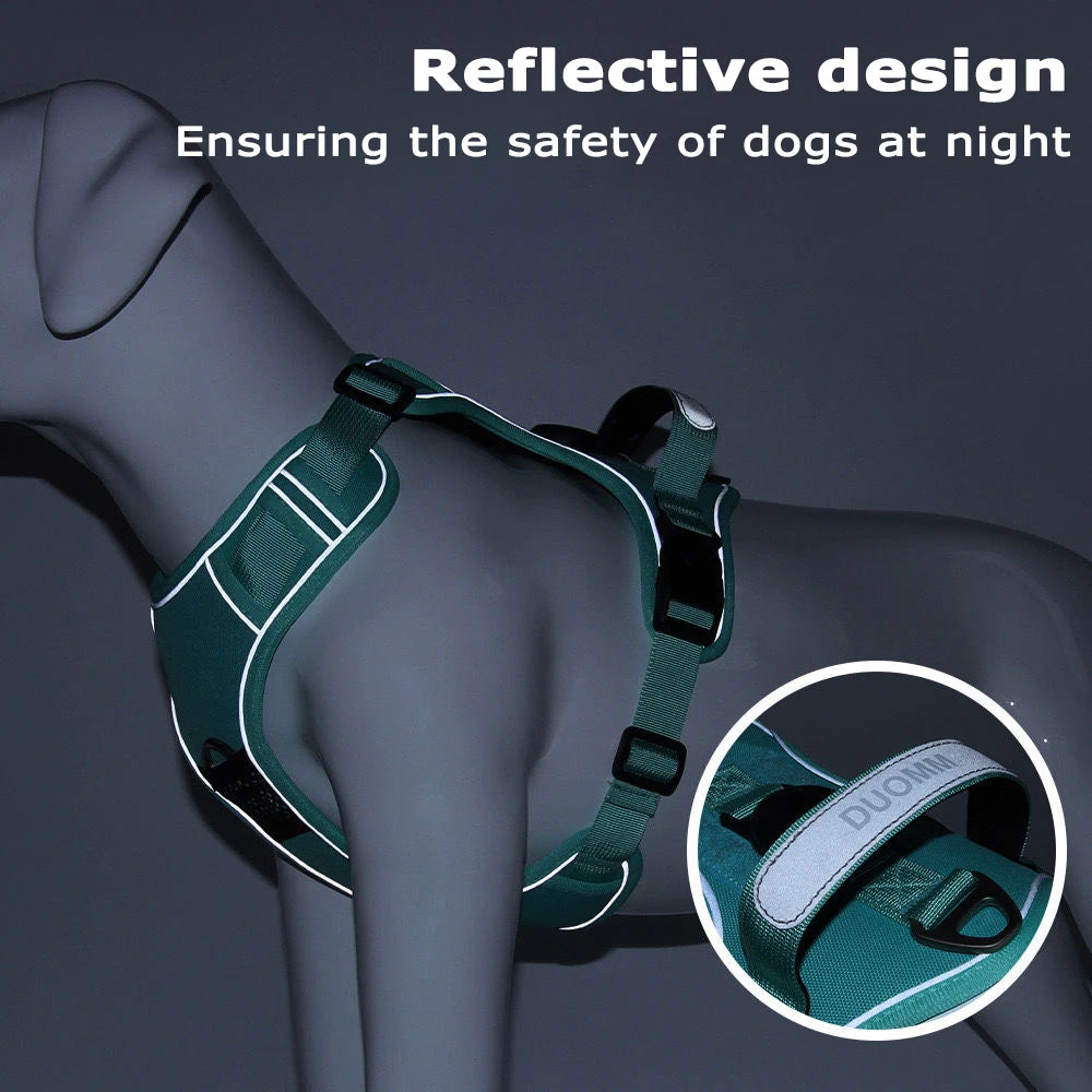 Reflective Dog Harness & Leash Set with AirTag Holder – Premium Oxford Pet Vest