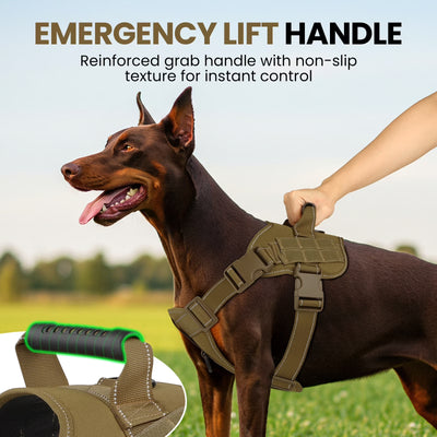 Reflective Adventure Dog Harness with Control Handle – Khaki Small