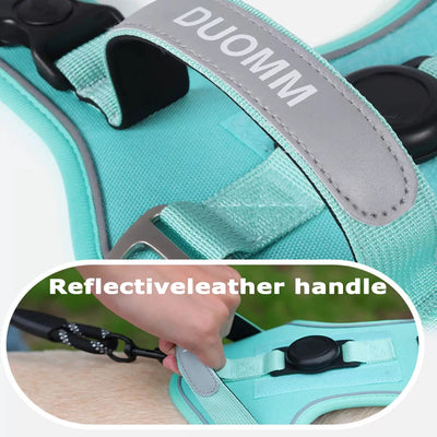 Reflective Dog Harness & Leash Set with AirTag Holder – Premium Oxford Pet Vest