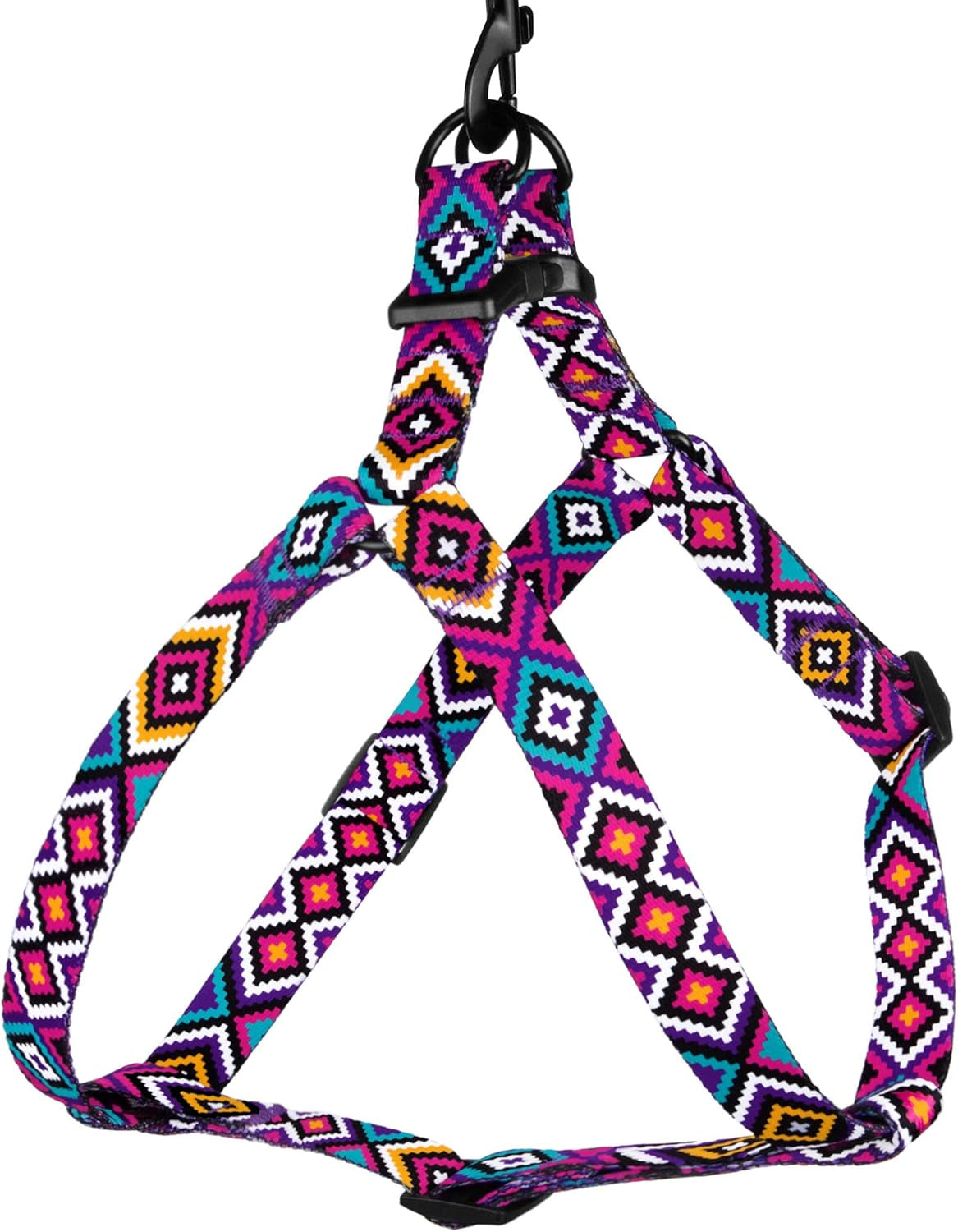 Tribal Pattern Adjustable Dog Harness (Magenta, Small)