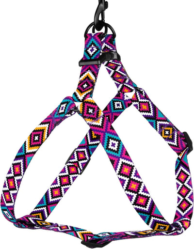 Tribal Pattern Adjustable Dog Harness (Magenta, Small)