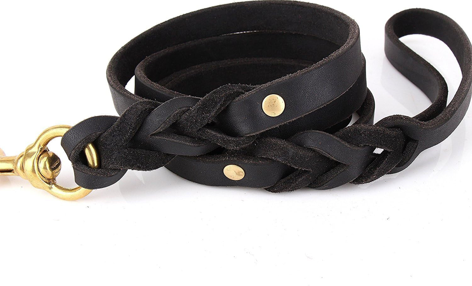Braided Leather Dog Leash – 6FT Heavy Duty Training Lead