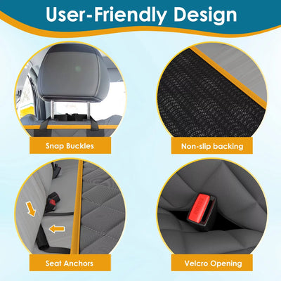 Waterproof Dog Car Seat Cover Hammock with Mesh Window & Seat Belt