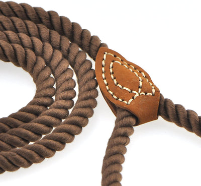 Mile High Life Braided Cotton Dog Leash with Leather Tip & Heavy-Duty Clasp