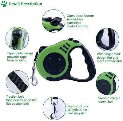 Retractable Dog Leash – Tangle-Free Walking Leash with Anti-Slip Handle