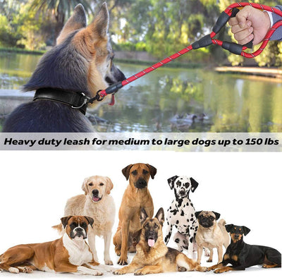 Heavy Duty Double Handle Dog Leash – Reflective Rope Lead with Padded Handles