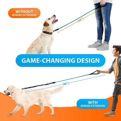 SparklyPets Heavy-Duty Rope Dog Leash with Shock-Absorbing Bungee