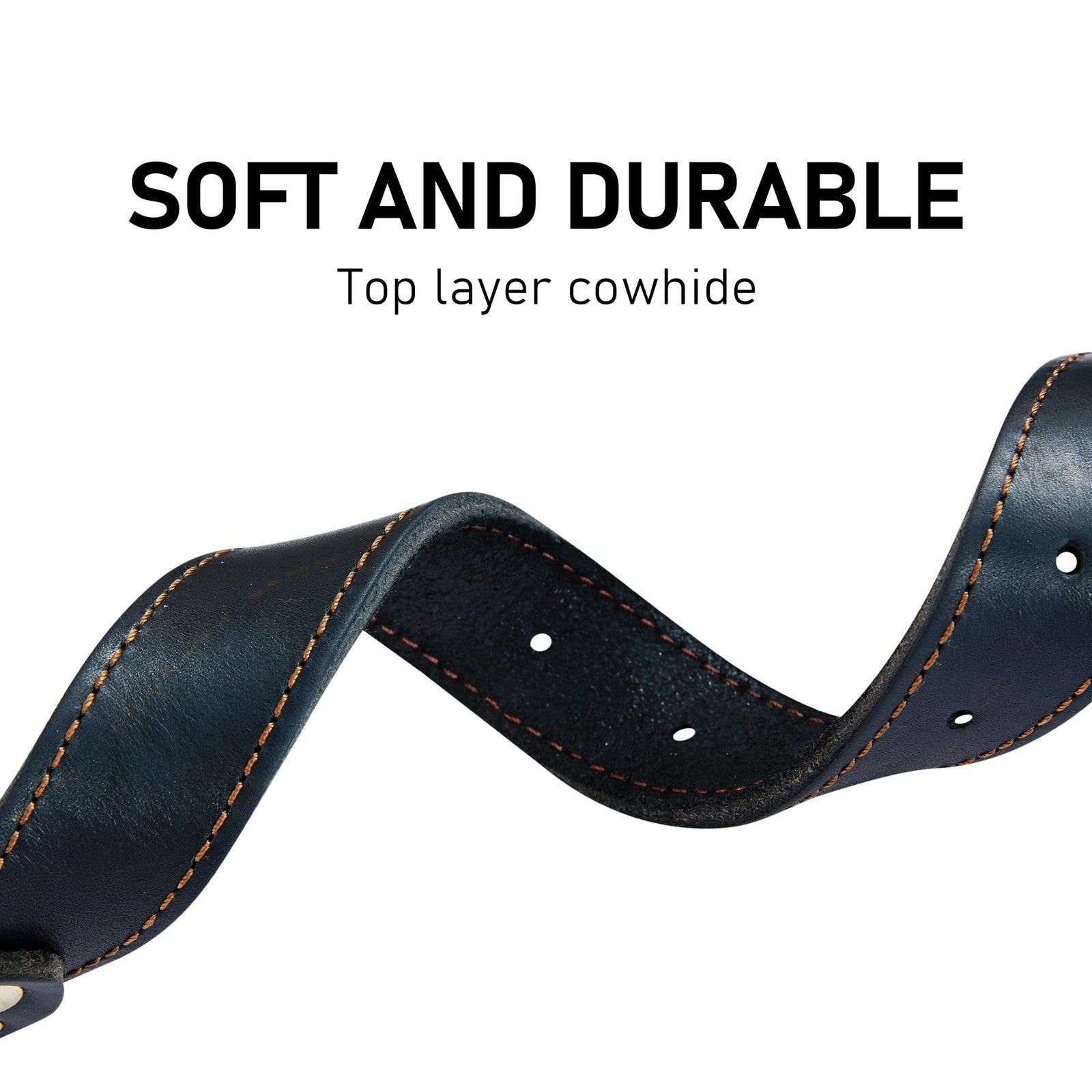 Classic Genuine Leather Dog Collar with Heavy-Duty Metal Buckle