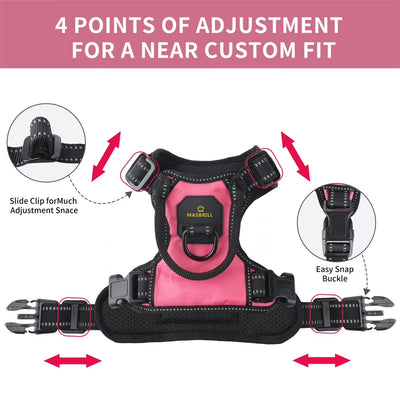 MASBRILL Reflective Comfort Harness with Handle – Pink Small Dog Vest