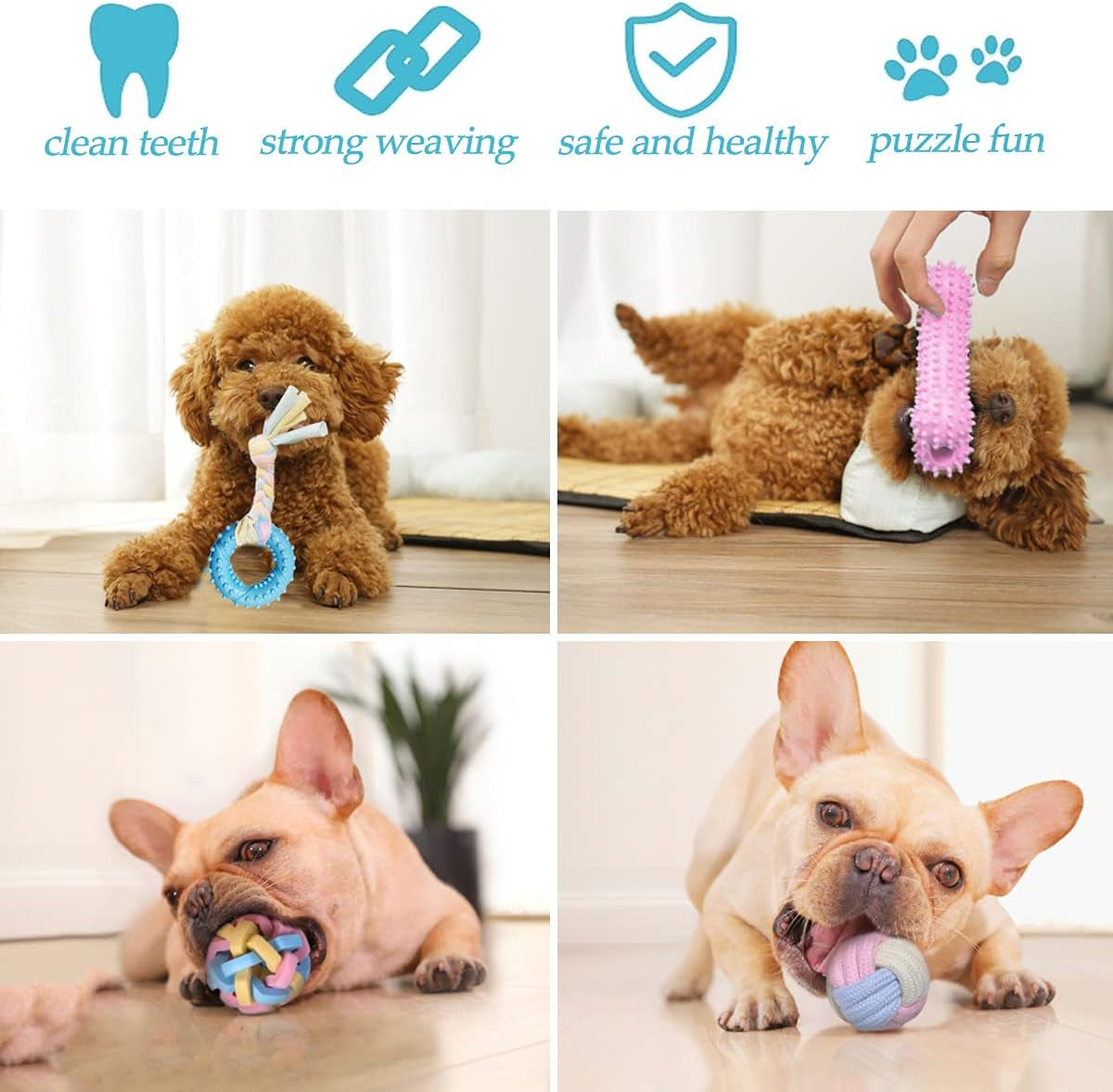 Puppy Teething Chew Toy Set – Rope Balls & Interactive Teeth Cleaning Toys with Storage Basket