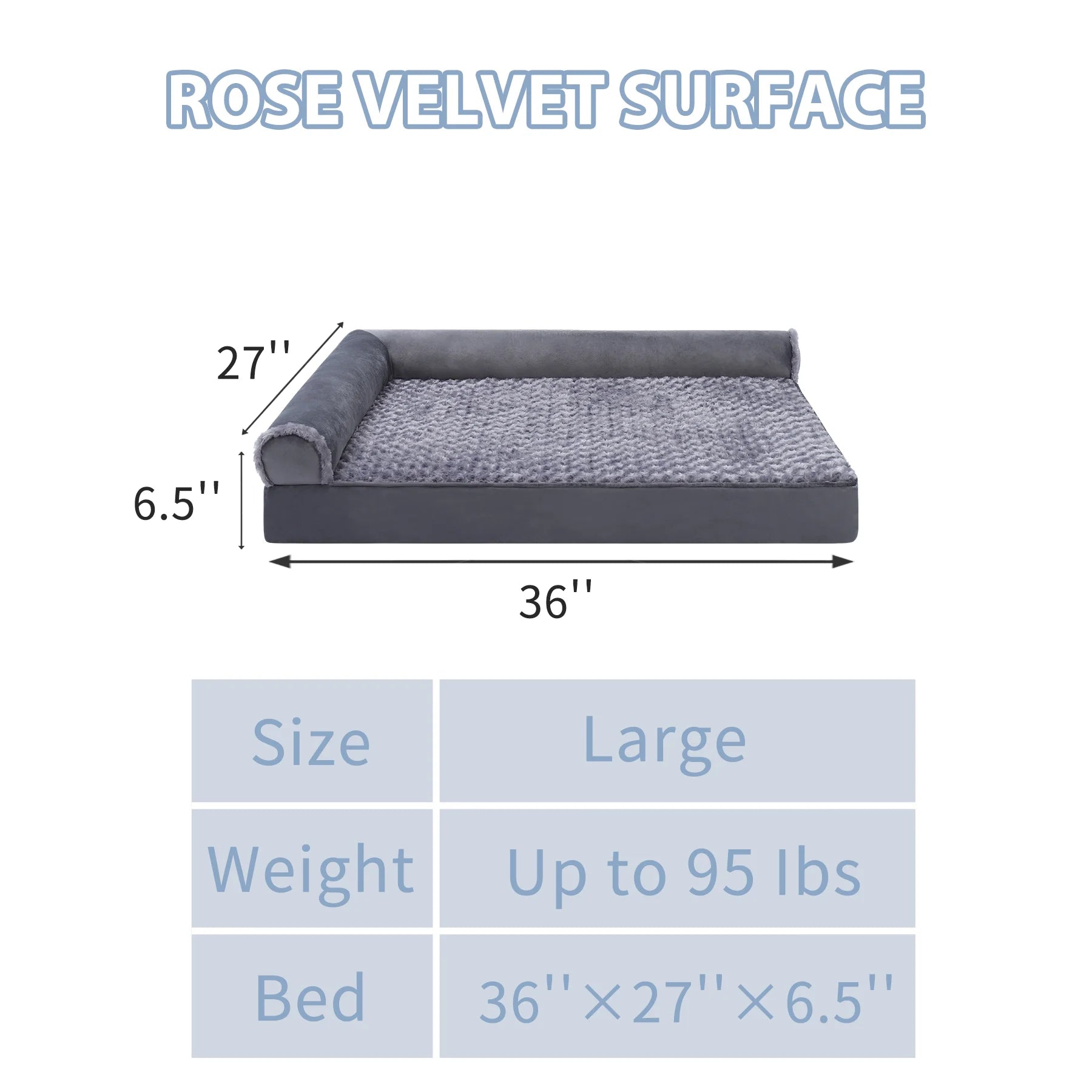 Orthopedic Washable Pet Couch Bed for Large Dogs – 36" × 27" with Non-Slip Bottom