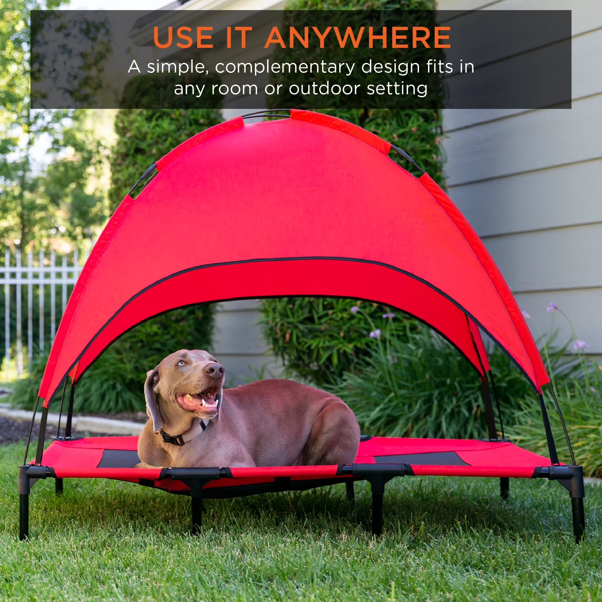 48" Elevated Cooling Dog Bed with Removable Canopy
