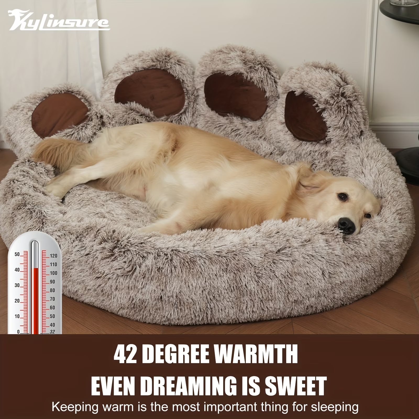 Kylinsure Paw Shape Calming Pet Bed