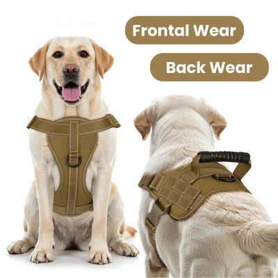 Reflective Adventure Dog Harness with Control Handle – Khaki Small
