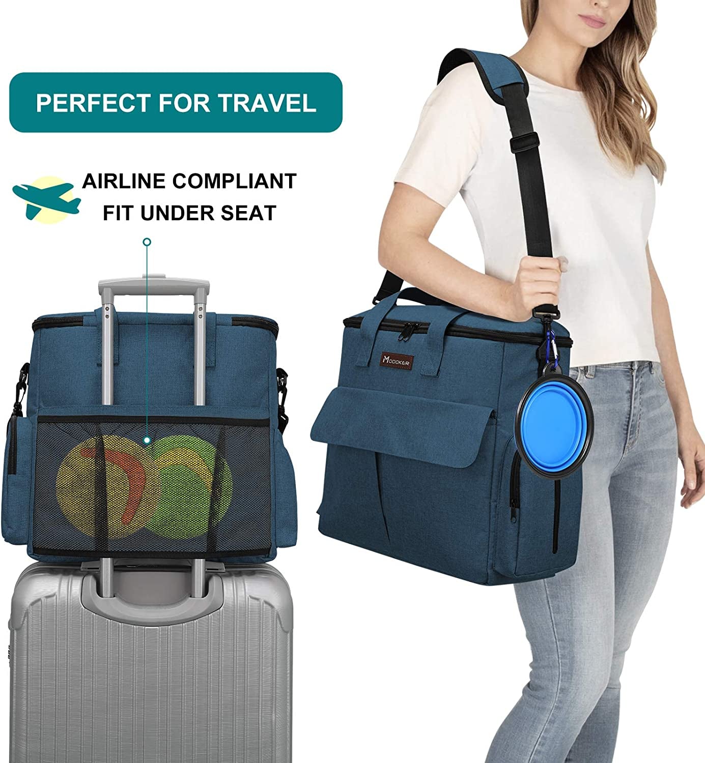 Airline-Approved Dog Travel Bag Set – Weekend Pet Organizer with Food Containers & Bowls