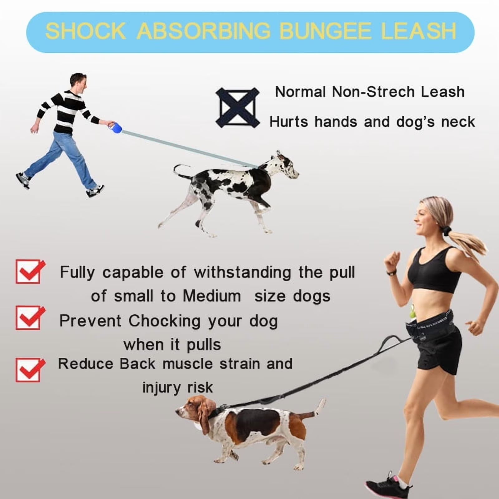 Hands-Free Dog Leash with Adjustable Waist Belt & Storage Pockets