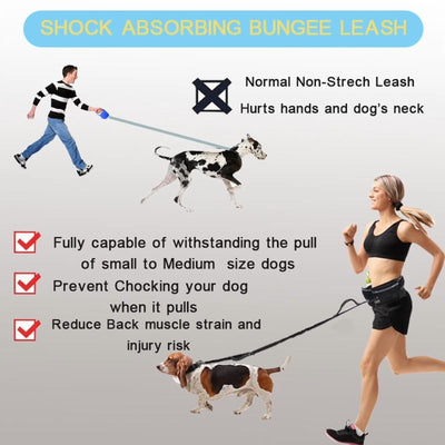 Hands-Free Dog Leash with Adjustable Waist Belt & Storage Pockets