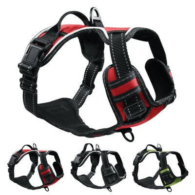 Reflective No Pull Dog Harness – Adjustable Breathable Pet Vest with Control Handle (Red, Small)