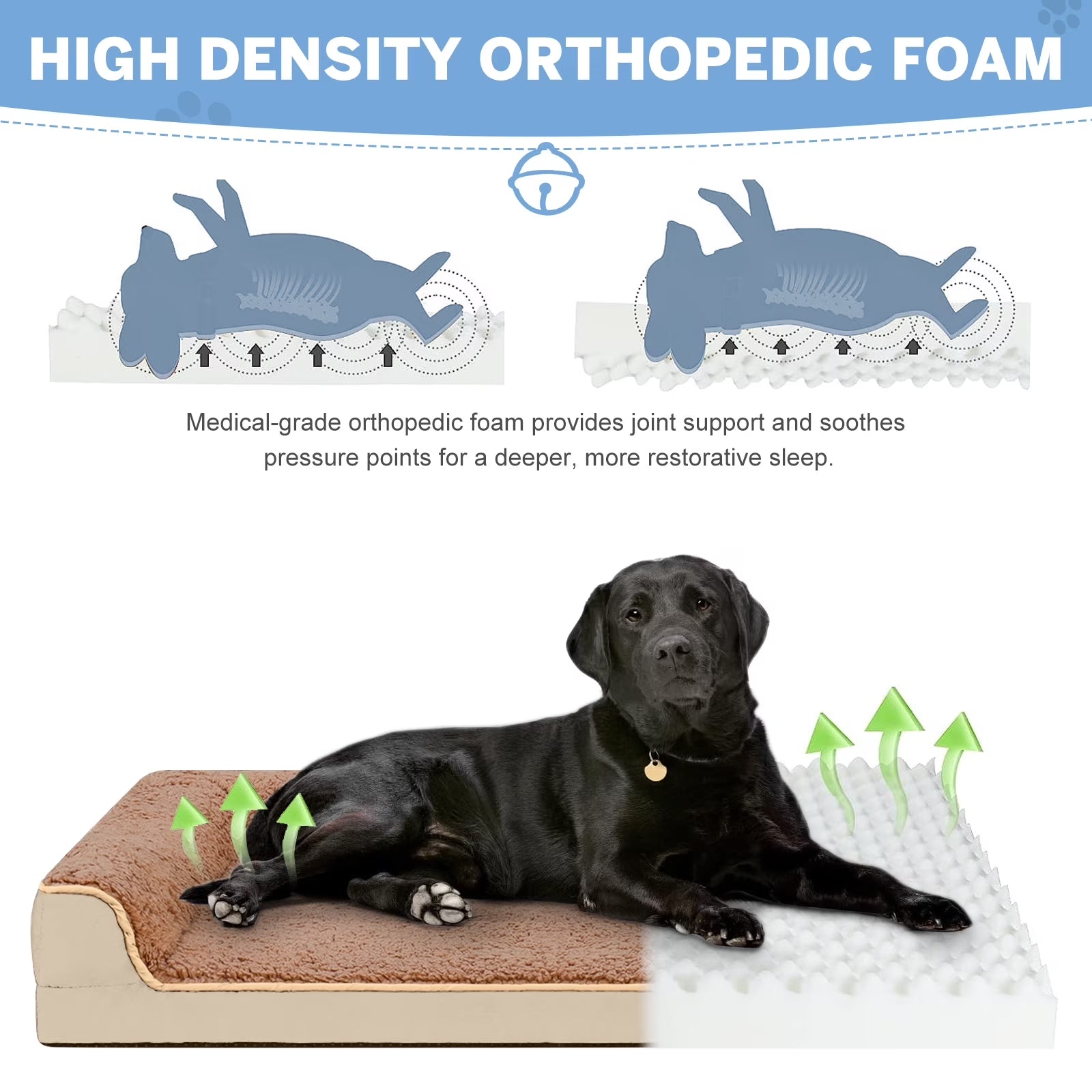 Egg Crate Foam Pet Couch with Washable Cover, Khaki