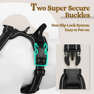 No Pull Dog Harness with Dual Leash Clips – Reflective Padded Vest for Large Dogs