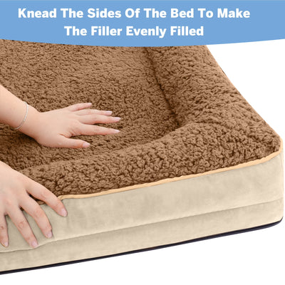 Egg Crate Foam Pet Couch with Washable Cover, Khaki