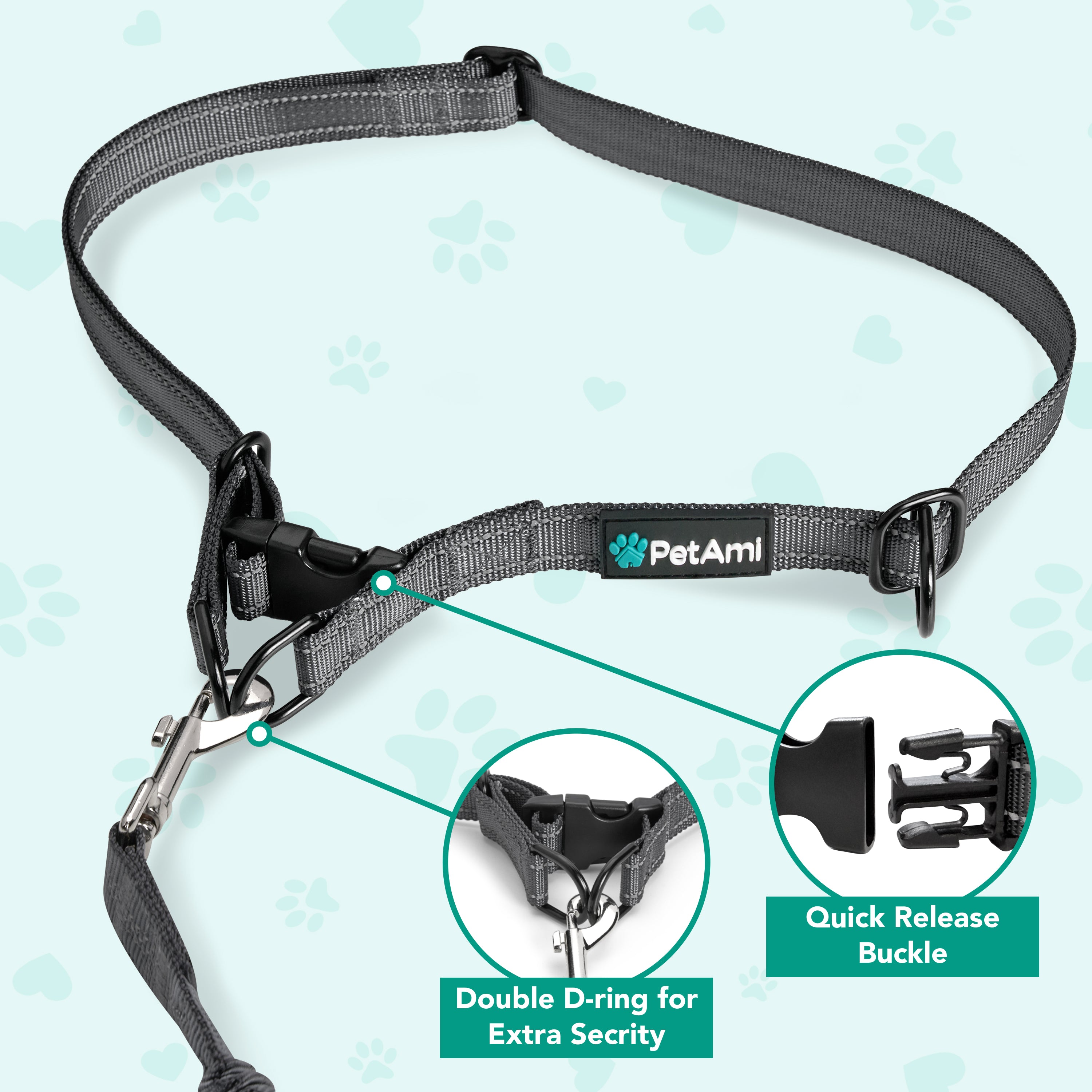 Hands-Free Dog Bungee Leash with Adjustable Waist Belt