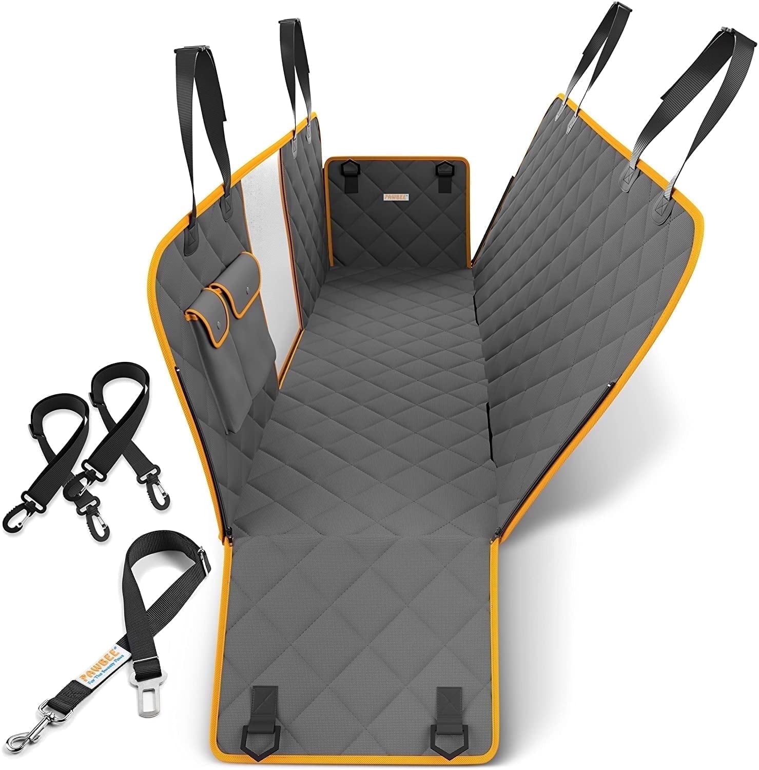 Waterproof Dog Car Seat Cover Hammock with Mesh Window & Seat Belt