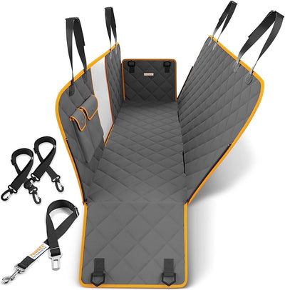 Waterproof Dog Car Seat Cover Hammock with Mesh Window & Seat Belt