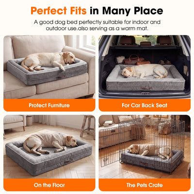Extra Large Orthopedic Dog Sofa Bed – Waterproof Pet Couch with Four-Sided Bolsters