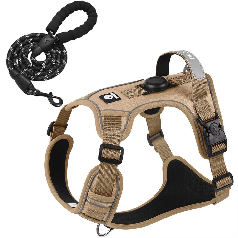 Reflective Dog Harness & Leash Set with AirTag Holder – Premium Oxford Pet Vest