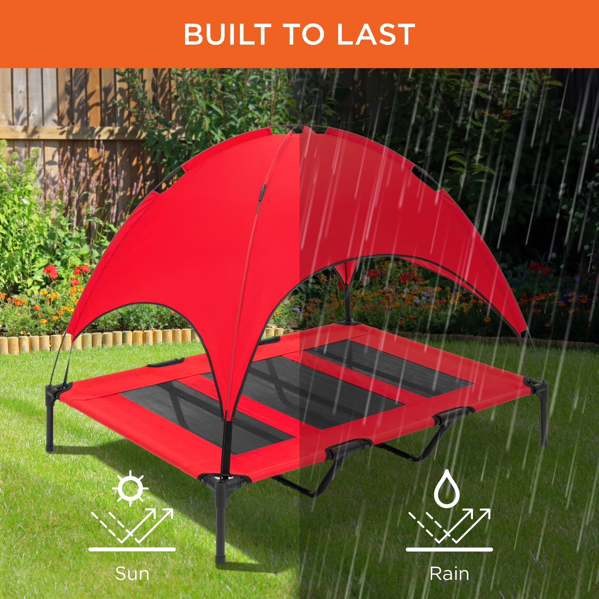 48" Elevated Cooling Dog Bed with Removable Canopy