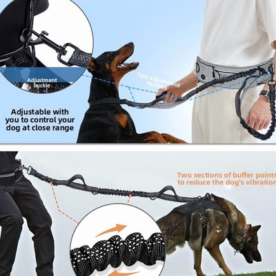 Hands-Free Dog Leash with Adjustable Waist Belt & Storage Pockets