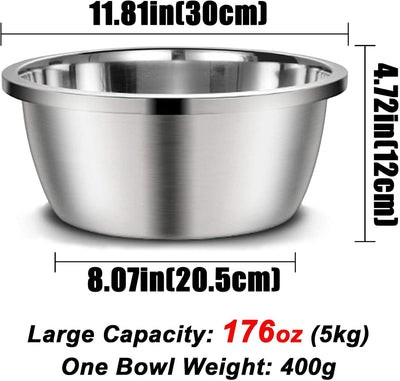 Heavy-Duty Stainless Steel Dog Bowl Set – 176 Oz High Capacity Food & Water