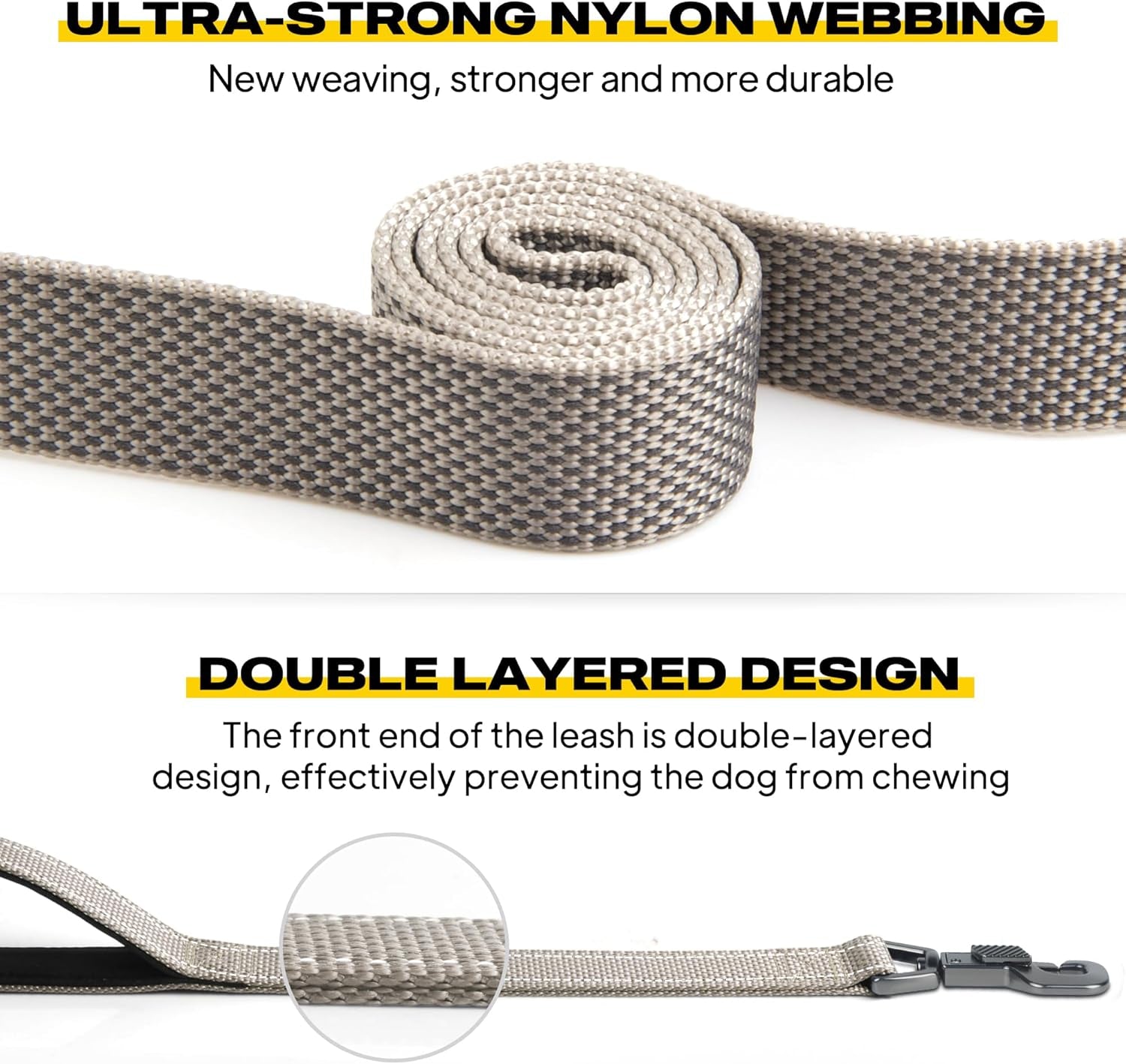 Heavy Duty Reflective Dog Leash – 4FT Dual Handle Walking Lead
