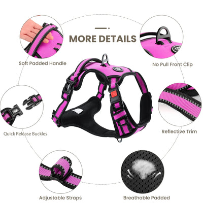 FURRYFECTION No Pull Dog Harness – Reflective No-Choke Pet Vest with Control Handle