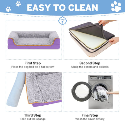 Orthopedic Dog Sofa Bed – Supportive Egg Crate Foam Pet Couch with Washable Cover