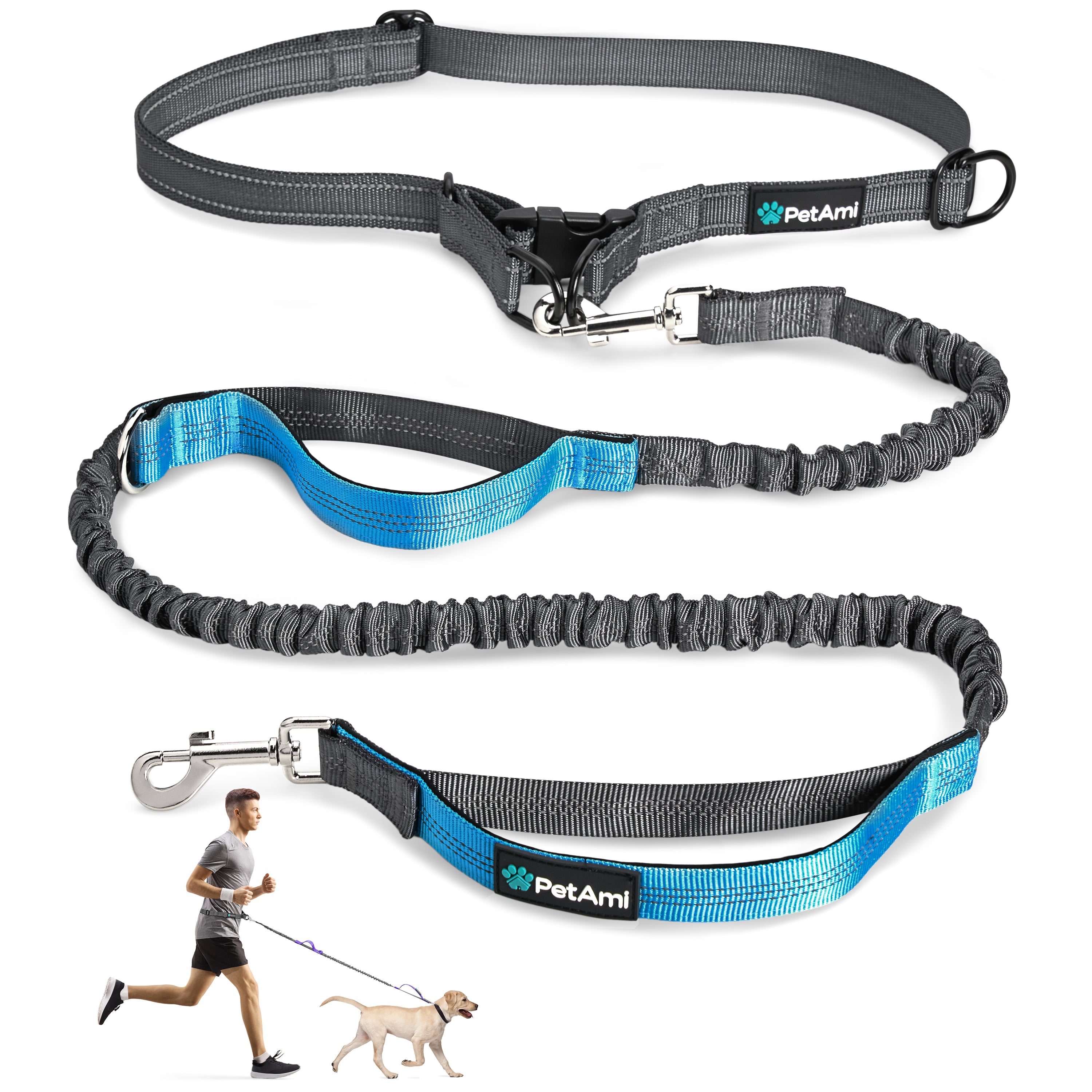 Hands-Free Dog Bungee Leash with Adjustable Waist Belt