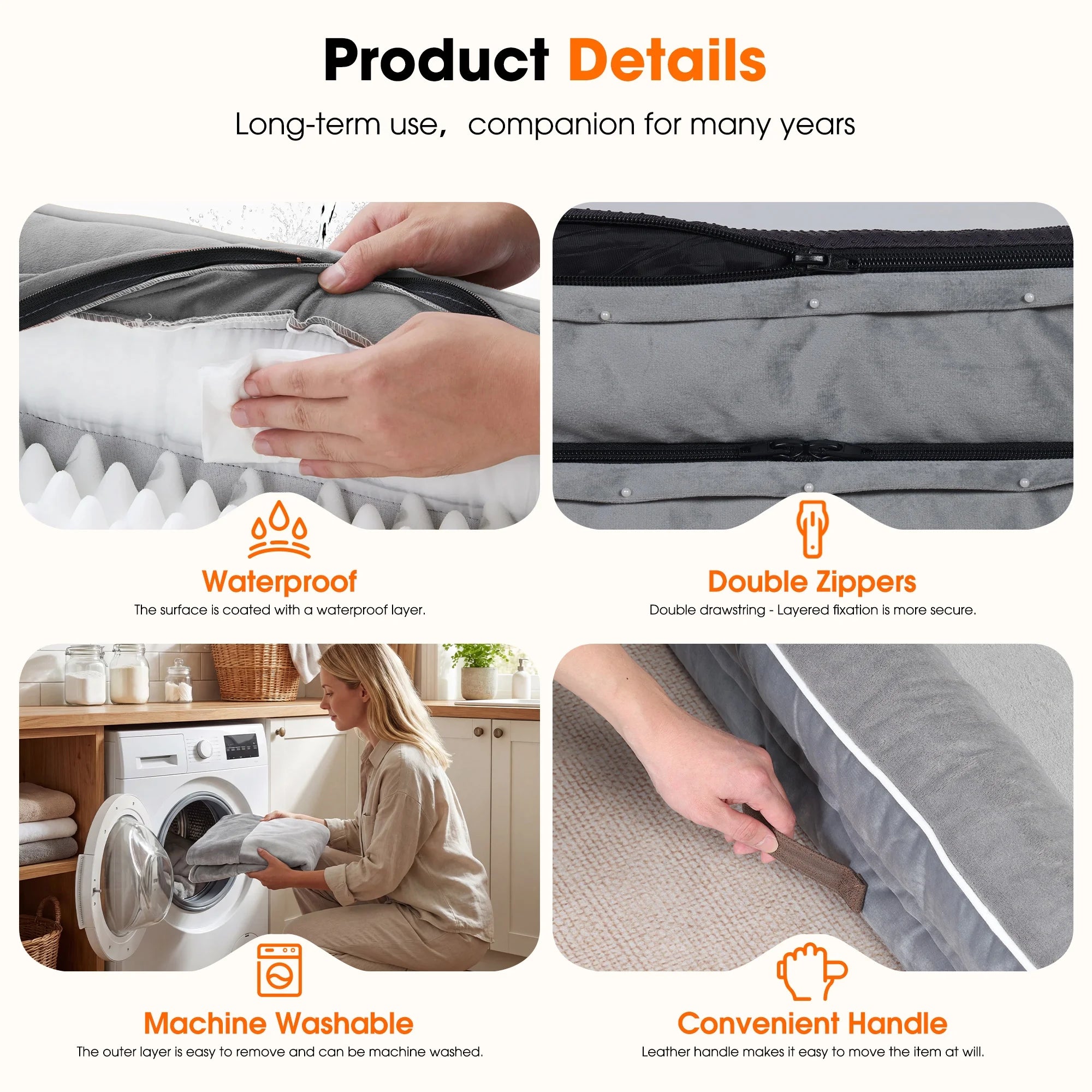 Extra Large Orthopedic Dog Sofa Bed – Waterproof Pet Couch with Four-Sided Bolsters