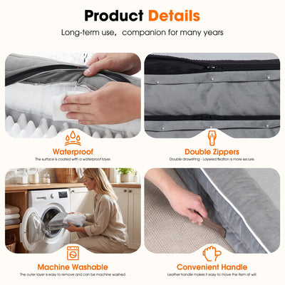 Extra Large Orthopedic Dog Sofa Bed – Waterproof Pet Couch with Four-Sided Bolsters