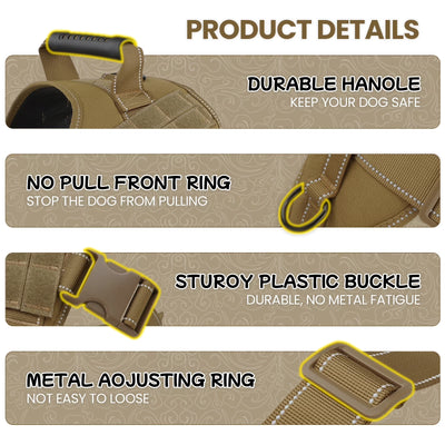 Reflective Adventure Dog Harness with Control Handle – Khaki Small