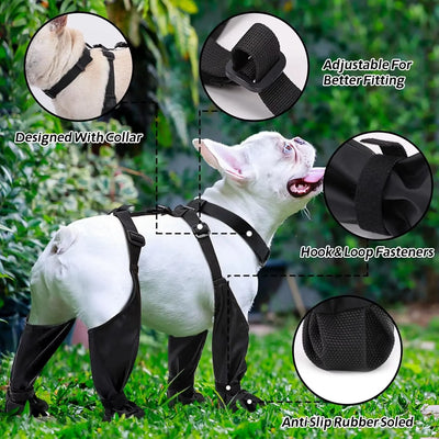 All-Weather Anti-Slip Dog Booties with Suspender Socks – Paw Protector Shoes for Outdoor Use