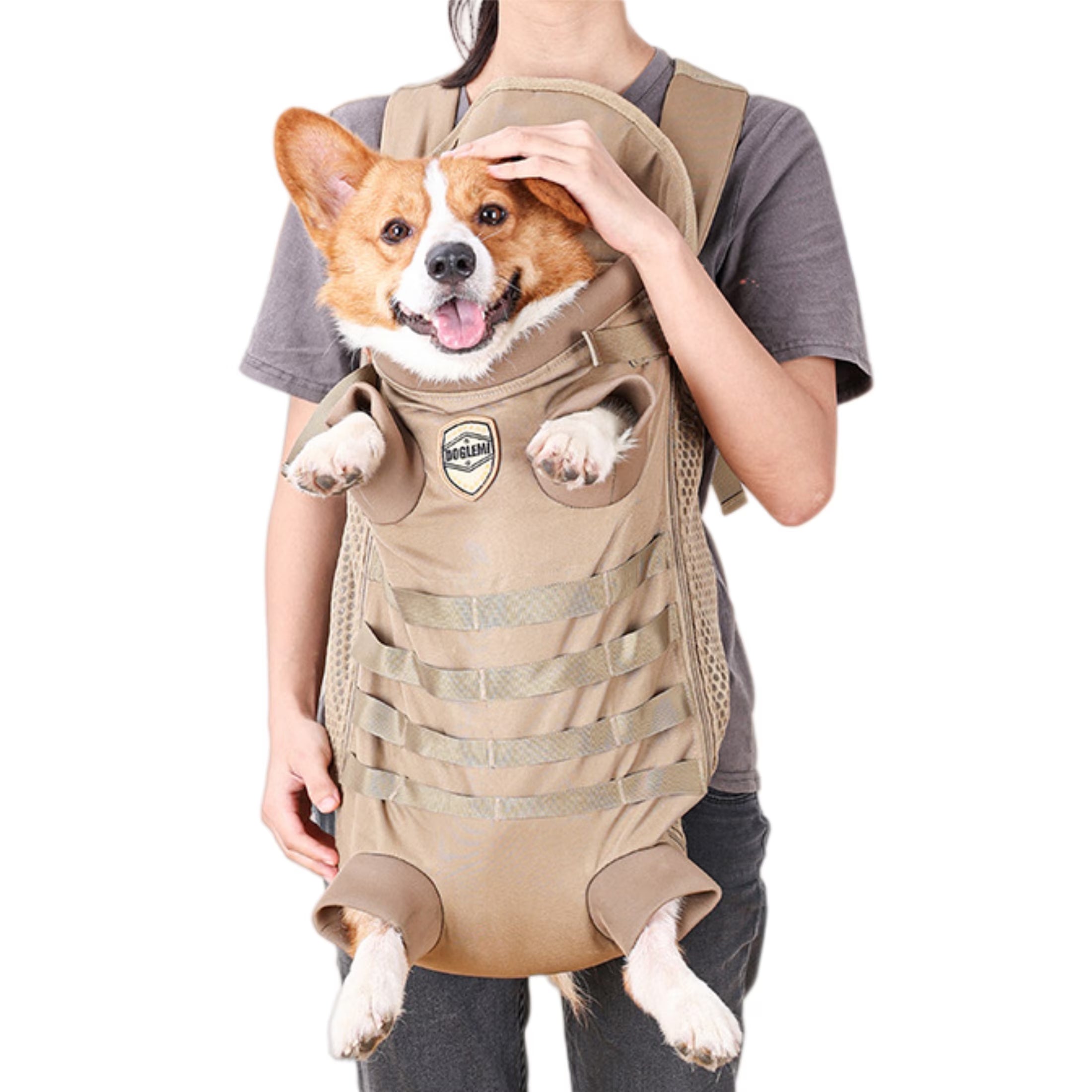 Breathable Front Carrier Backpack for Small Dogs – Green Medium